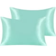 thumbnail image 1 of Ntbay 2 Pack Silky Satin Standard Pillowcases for Hair and Skin, Luxury and Soft Pillow Cases with Envelope Closure, 20" x 26", Light Blue, 1 of 6