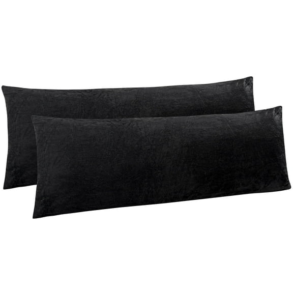 Ntbay 2 Pack Super Soft and Cozy Luxury Fuzzy Velvet Long Body Pillowcase, Easy Care Body Pillow Cover with Zipper Closure, 20" x 54", Charcoal Gray