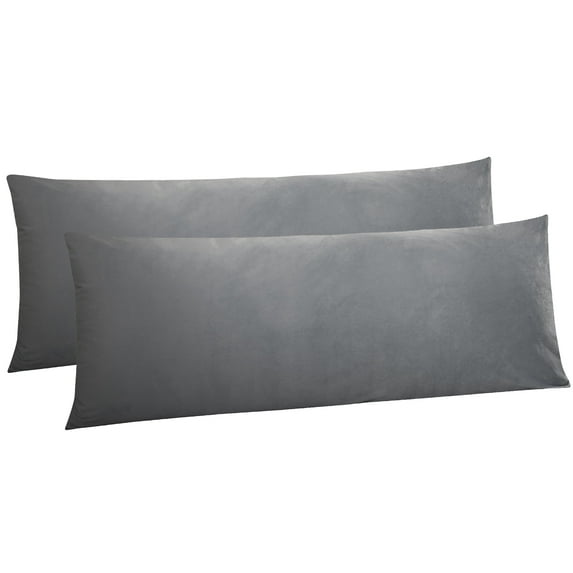 Ntbay 2 Pack Super Soft and Cozy Luxury Fuzzy Velvet Long Body Pillowcase, Easy Care Body Pillow Cover with Zipper Closure, 20" x 54", Smoke Gray