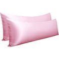 thumbnail image 1 of Ntbay 2 Pack Ultra Soft Satin Long Body Pillowcase with Envelope Closure, Cooling and Smooth Body Pillow Cover for Hair and Skin, 20" x 54", Pink, 1 of 5
