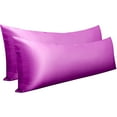 thumbnail image 1 of Ntbay 2 Pack Ultra Soft Satin Long Body Pillowcase with Envelope Closure, Cooling and Smooth Body Pillow Cover for Hair and Skin, 20" x 54", Purple, 1 of 5