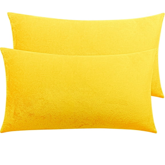 Ntbay 2 Pack Velvet King Hidden Zippered Pillowcases, Super Soft and Cozy Luxury Solid Color Pillow Cases, 20 x 36 Inches, Yellow