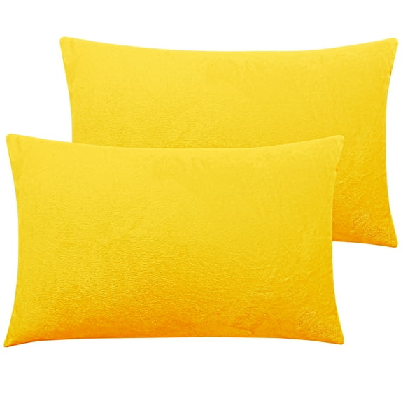 Ntbay 2 Pack Velvet Queen Hidden Zippered Pillowcases, Super Soft and Cozy Luxury Solid Color Pillow Cases, 20 x 30 Inches, Yellow