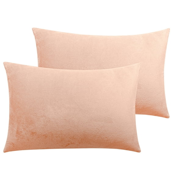 Ntbay 2 Pack Velvet Toddler Pillowcases, Soft and Warm Travel Pillow Covers with Hidden Zipper Closure, 13" x 18", Pink