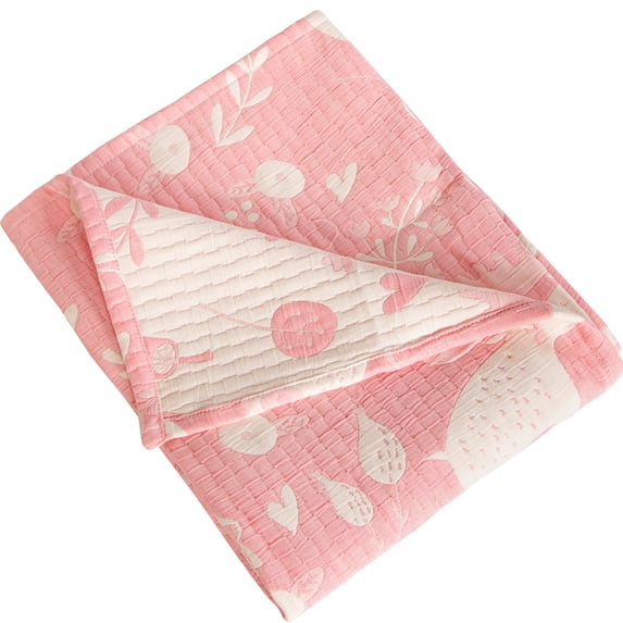 Ntbay 3 Layer Toddler Blanket, Muslin Cotton Jacquard Bed Blankets, Lightweight Thermal Baby Blanket, Super Soft and Warm Crib Blanket for All Seasons, Decoration Gift, 30"x40", Pink Owl