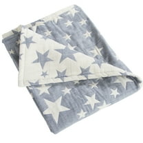 Ntbay 3 Layer Toddler Blanket, Muslin Cotton Jacquard Bed Blankets, Lightweight Thermal Baby Blanket, Super Soft and Warm Crib Blanket for All Seasons, Decoration Gift, 30"x40", Blue Star