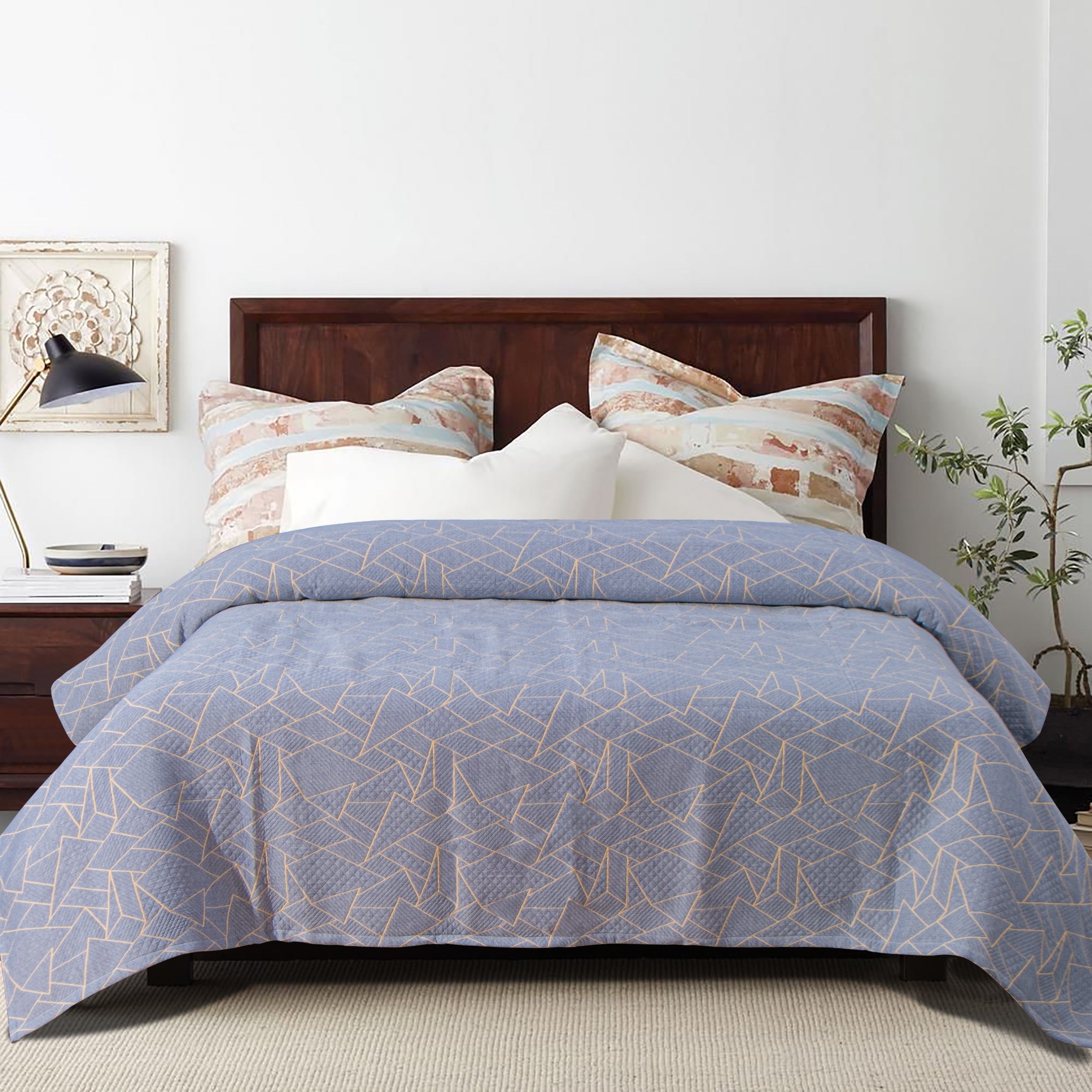 Ntbay 3 Layers Cotton Muslin Queen Bed Blanket, Super Soft Breathable