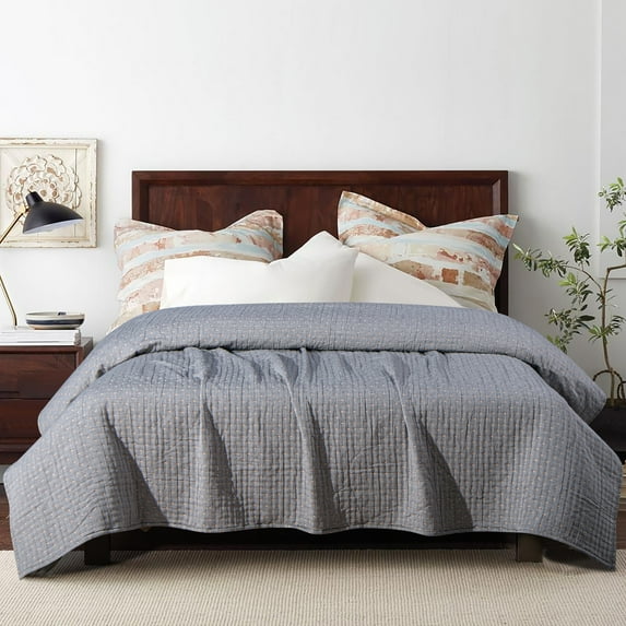 Ntbay 3 Layers Cotton Muslin Queen Bed Blanket, Super Soft Breathable Thermal Yarn Dyed Quilt for Adults, Perfect Lightweight Blanket for Couch Sofa Bed All Seasons, 88"x92", Orange Dot