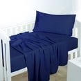 thumbnail image 1 of Ntbay 3-Piece Microfiber Toddler Sheet Set, Soft and Breathable Toddler Bedding Set, Include Crib Fitted Sheet Flat Sheet and Envelope Pillowcase, Navy Blue, 1 of 7