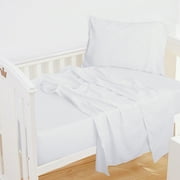 Ntbay 3-Piece Microfiber Toddler Sheet Set, Soft and Breathable Toddler Bedding Set, Include Crib Fitted Sheet Flat Sheet and Envelope Pillowcase, White