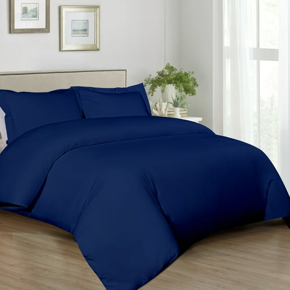 Ntbay 3-Piece Ultra Soft Microfiber King Duvet Cover Set, Include Hidden Zipper Closure Comforter Cover with Corner Ties and 2 Pillow Shams (Not Include Comforter and pillow), Navy Blue