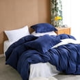 thumbnail image 1 of King 3-Piece Duvet Cover Set with 2 Pillow Shams, Brushed Microfiber, Easy Snap Zipper & Corner Ties, Navy Blue, Ntbay | Comforter Not Included, 1 of 6