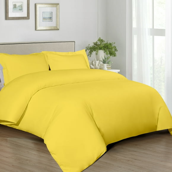 Ntbay 3-Piece Ultra Soft Microfiber Queen Duvet Cover Set, Include Hidden Zipper Closure Comforter Cover with Corner Ties and 2 Pillow Shams (Not Include Comforter and pillow), Yellow