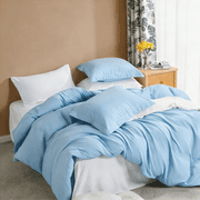Queen 3-Piece Duvet Cover Set with 2 Pillow Shams, Brushed Microfiber, Easy Snap Zipper & Corner Ties, Sky Blue, Ntbay | Comforter Not Included