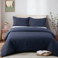 thumbnail image 1 of Ntbay 3-Piece Ultra Soft Textured Seersucker King Duvet Cover Set, Include Hidden Zipper Closure Comforter Cover with Corner Ties and 2 Pillowcases (Not Include Comforter and pillow), Navy Blue, 1 of 5