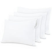 Ntbay 4 Pack Microfiber Toddler Waterproof Pillow Protectors with Hidden Zipper, Super Soft Quiet Pillow Protectors, 13x18 Inches, White