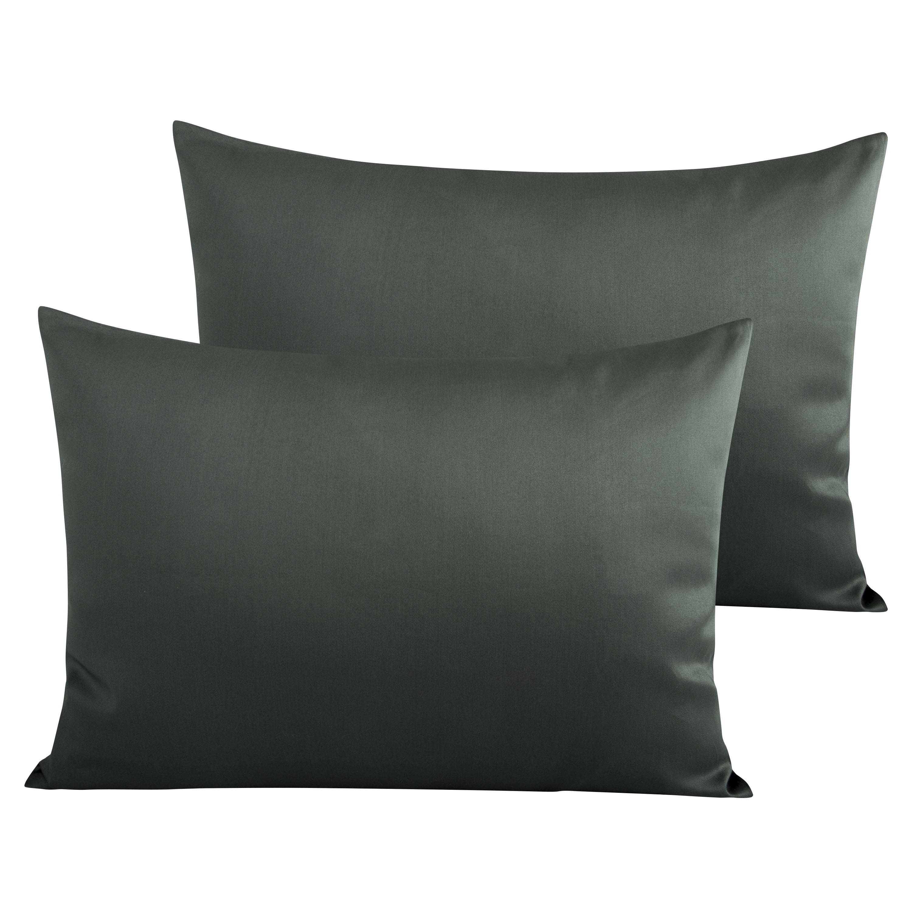 Charcoal Gray 500 Thread Count Cotton Queen Pillowcases, Set of 2