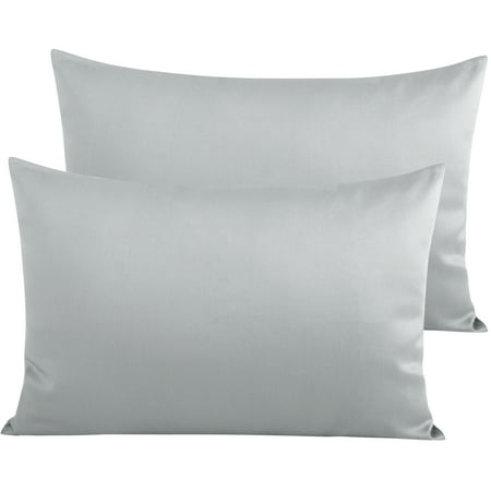 Ntbay 500 Thread Count Egyptian Cotton Queen Pillowcases Set of 2, Ultra Soft and Breathable Pillow Cases with Envelope Closure, 20x30 inches, Light Gray
