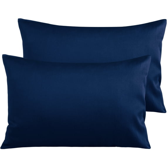 Ntbay 500 Thread Count Egyptian Cotton Queen Pillowcases Set of 2, Ultra Soft and Breathable Pillow Cases with Envelope Closure, 20x30 inches, Navy Blue