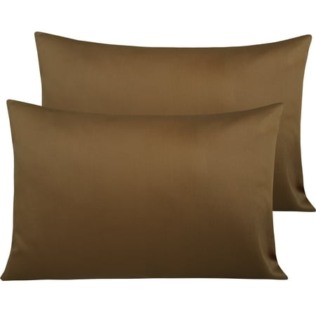 Ntbay 500 Thread Count Egyptian Cotton Queen Pillowcases Set of 2, Ultra Soft and Breathable Pillow Cases with Envelope Closure, 20x30 inches, Coffee