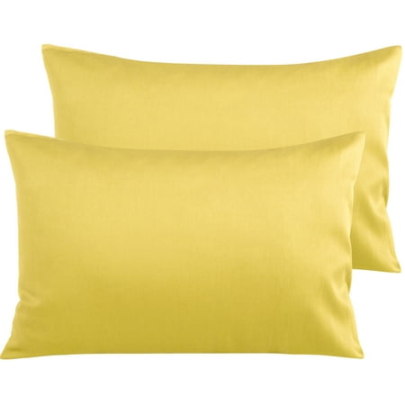 Ntbay 500 Thread Count Egyptian Cotton Queen Pillowcases Set of 2, Ultra Soft and Breathable Pillow Cases with Envelope Closure, 20x30 inches, Yellow