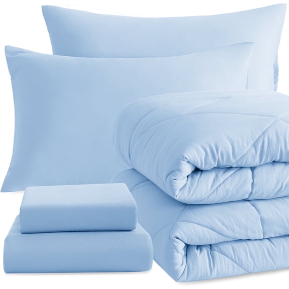 Ntbay 7 Piece Queen Bedding Comforter Set, Ultra Soft and Breathable Bed in a Bag, Includes Quilted Comforter, Fitted Sheet, Flat Top Sheet, 2 Envelope Pillowcases, 2 Pillow Shams, Aqua