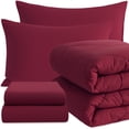 thumbnail image 1 of Ntbay 7 Piece Queen Bedding Comforter Set, Ultra Soft and Breathable Bed in a Bag, Includes Quilted Comforter, Fitted Sheet, Flat Top Sheet, 2 Envelope Pillowcases, 2 Pillow Shams, Wine Red, 1 of 8