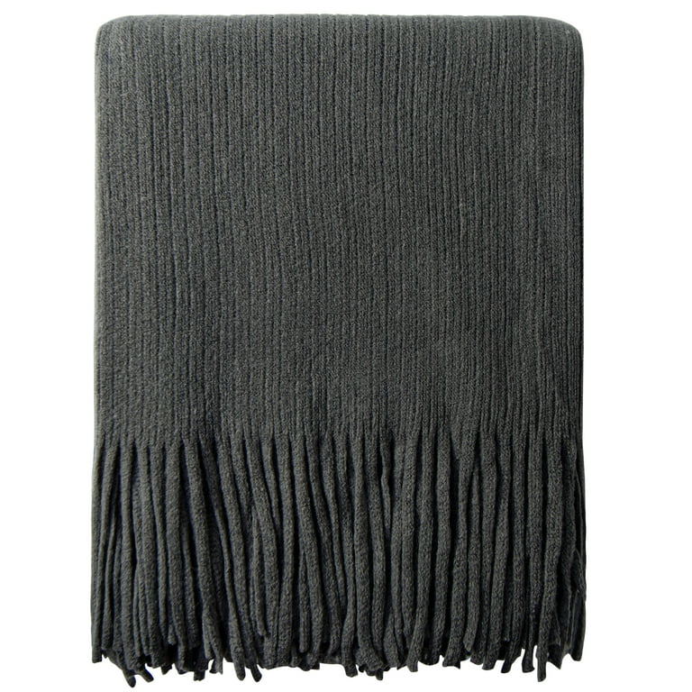 Gray Woven Acrylic Solid Color Plush Throw Gray Woven Acrylic Solid Color Plush Throw