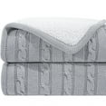 thumbnail image 1 of Ntbay Cotton Cable Knit Sherpa Throw Blanket for Couch, Soft Warm Fleece Knitted Throw for Bed, Sofa, Chair - Extra Cozy, Machine Washable, Comfortable Home Decor, 51"x67", Silver Gray, 1 of 5