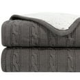 thumbnail image 1 of Ntbay Cotton Cable Knit Sherpa Twin Blanket for Couch, Soft Warm Fleece Knitted Throw for Bed, Sofa, Chair - Extra Cozy, Machine Washable, Comfortable Home Decor, 60"x80", Gray, 1 of 5
