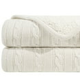 thumbnail image 1 of Ntbay Cotton Cable Knit Sherpa Twin Blanket for Couch, Soft Warm Fleece Knitted Throw for Bed, Sofa, Chair - Extra Cozy, Machine Washable, Comfortable Home Decor, 60"x80", White, 1 of 5