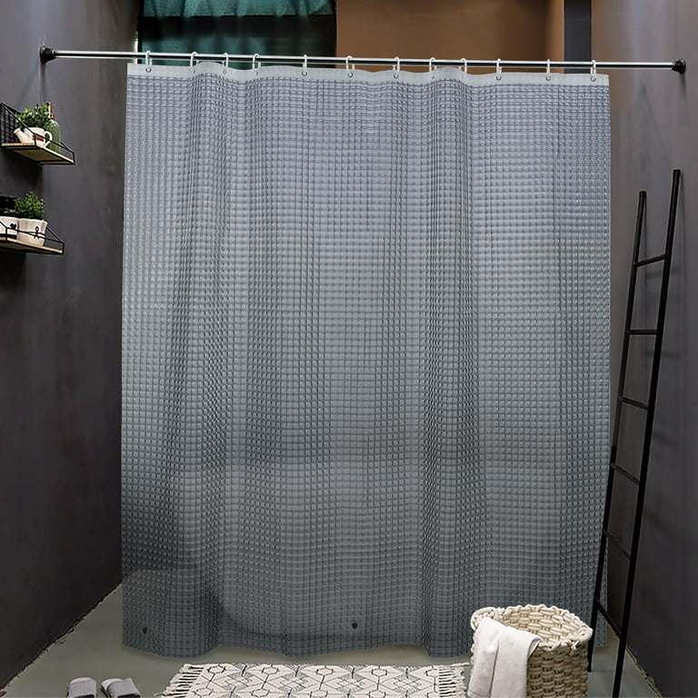 Ntbay EVA Shower Curtain Liner with 12 Hooks and 3 Weighted Magnets, Heavy  Duty Water Repellent Shower Curtain for Bathroom Shower Stall,  Mildew/Mold-Resistant, Clear Gray Checkered, 72x72 