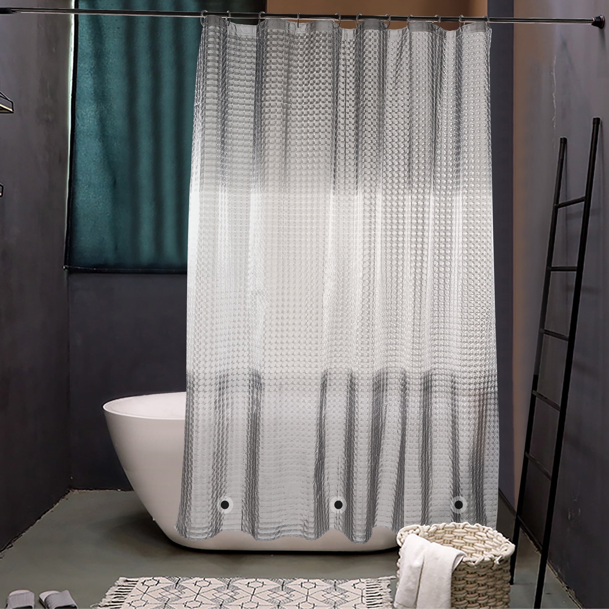 Ntbay EVA Shower Curtain Liner with 12 Hooks and 3 Weighted Magnets ...