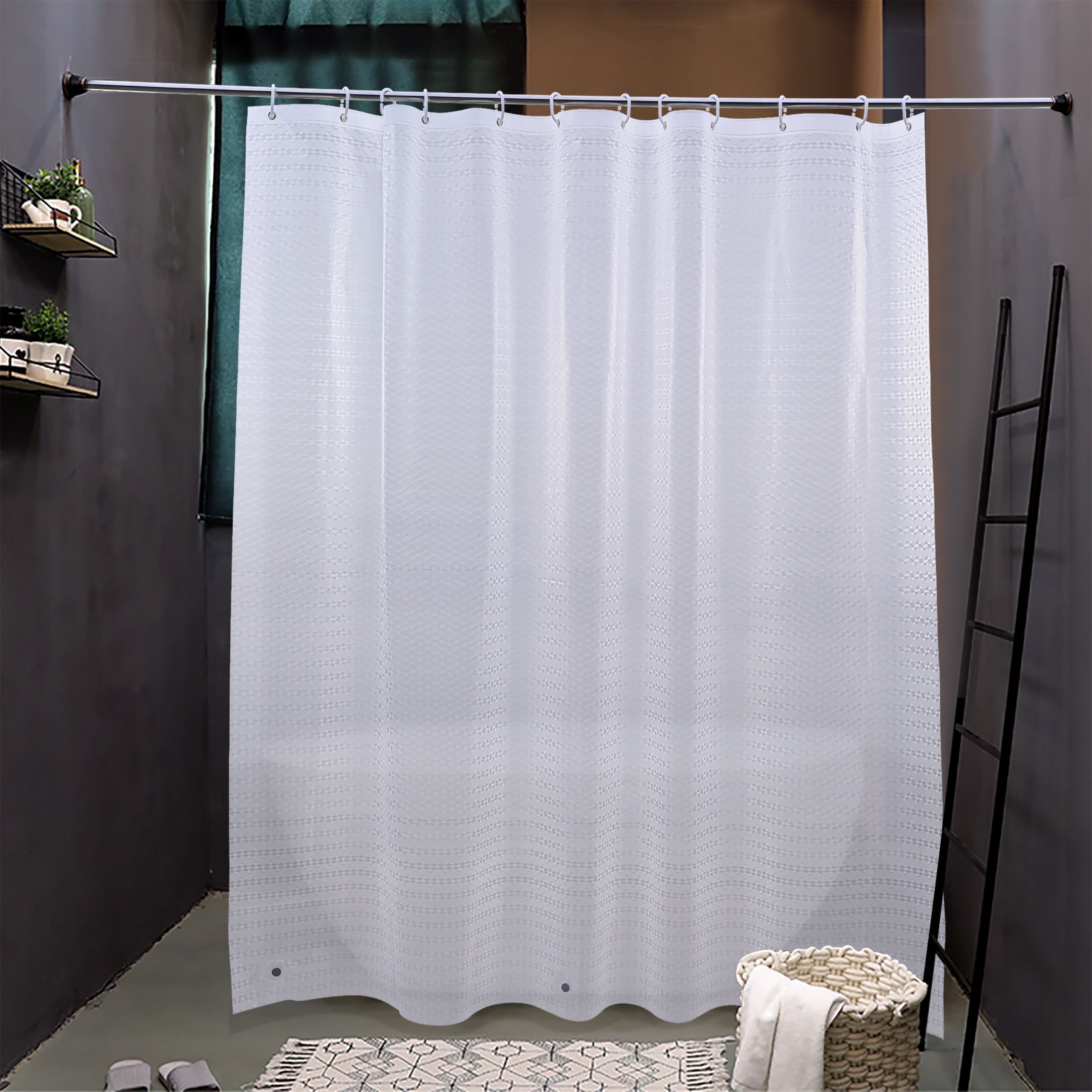 Ntbay EVA Shower Curtain Liner with 12 Hooks and 3 Weighted Magnets ...