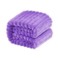 thumbnail image 1 of Ntbay Flannel Fuzzy Soft Warm Cozy Toddler Blanket, Fluffy Warm and Lightweight Reversible Stripes Design Toddler Plush Blanket for Stroller, Crib, Travel, 30" x 40", Purple, 1 of 6