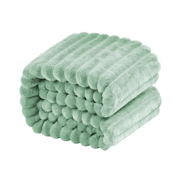 Ntbay Flannel Fuzzy Soft Warm Cozy Toddler Blanket, Fluffy Warm and Lightweight Reversible Stripes Design Toddler Plush Blanket for Stroller, Crib, Travel, 30" x 40", Mint