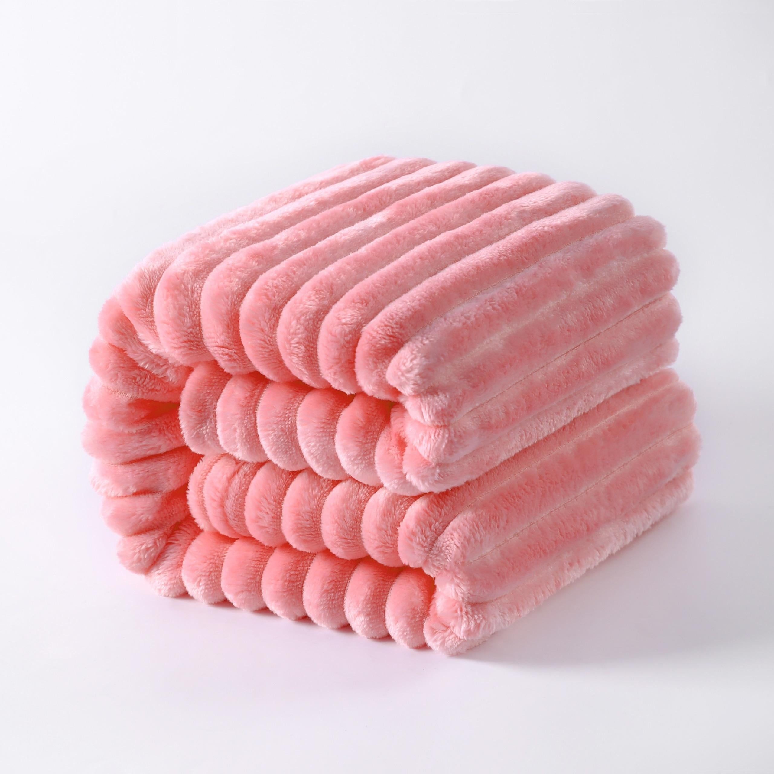 Ntbay Flannel Fuzzy Soft Warm Cozy Toddler Blanket, Fluffy Warm and Lightweight Reversible Stripes Design Toddler Plush Blanket for Stroller, Crib, Travel, 30" x 40", Pink