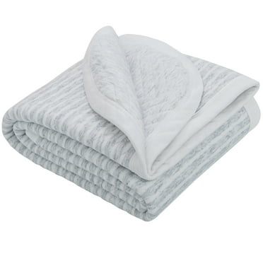 Ntbay Jersey Cotton Quilted Toddler Blanket, Breathable and Warm Baby Blanket for Boys and Girls, 30" x 40", Gray Wave