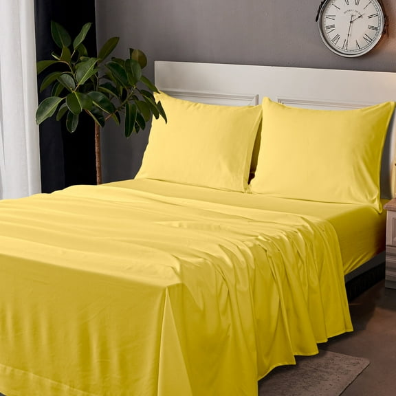 Ntbay Microfiber Bed Sheets Set - 1800 Series Soft Sheet Set- 4 Piece - California King - Yellow