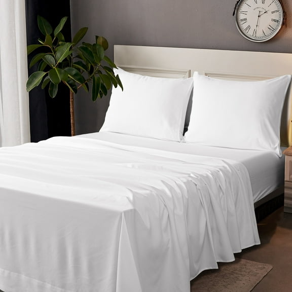 Ntbay Microfiber Bed Sheets Set - 1800 Series Soft Sheet Set- 4 Piece - Queen - White