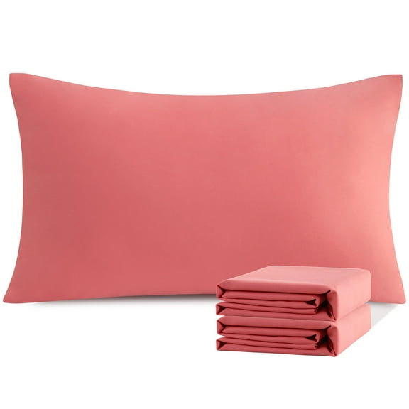 Ntbay Microfiber Pillowcase set - 2 Pack - Envelope Closure Pillow Cases - King - Coral Pink