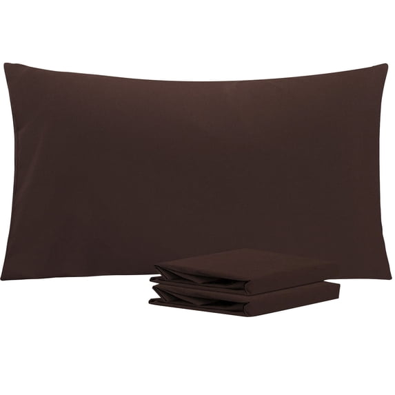 Ntbay Microfiber Pillowcase set - 2 Pack - Envelope Closure Pillow Cases - King - Dark Brown