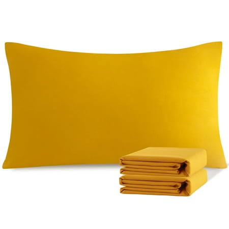 Ntbay Microfiber Pillowcase set - 2 Pack - Envelope Closure Pillow Cases - King - Ginger Yellow