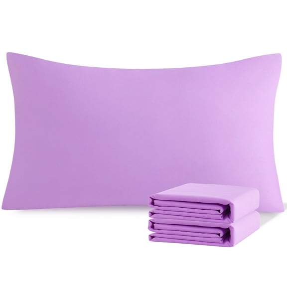 Ntbay Microfiber Pillowcase set - 2 Pack - Envelope Closure Pillow Cases - King - Light Purple