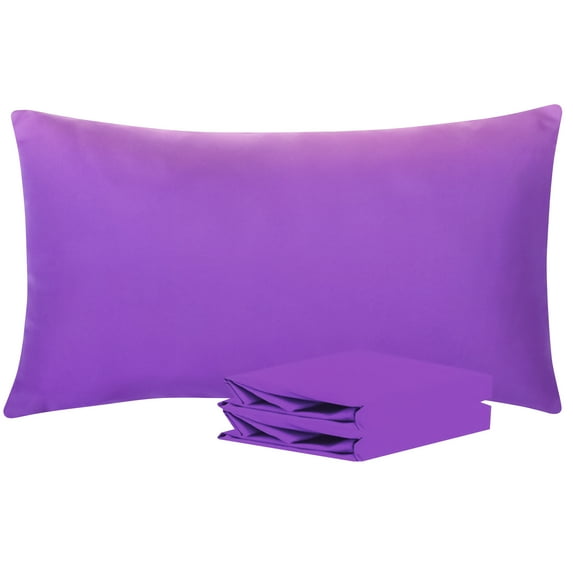 Ntbay Microfiber Pillowcase set - 2 Pack - Envelope Closure Pillow Cases - King - Purple