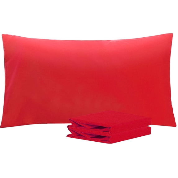 Ntbay Microfiber Pillowcase set - 2 Pack - Envelope Closure Pillow Cases - King - Red