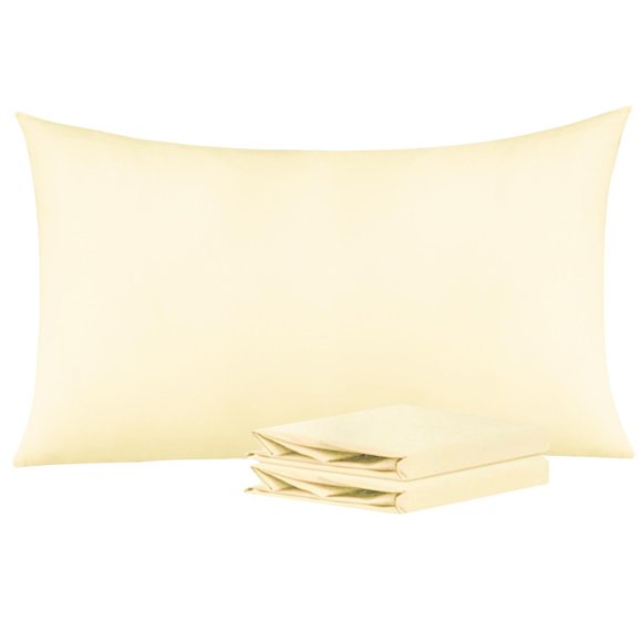 Ntbay Microfiber Pillowcase set - 2 Pack - Envelope Closure Pillow Cases - Queen - Ivory