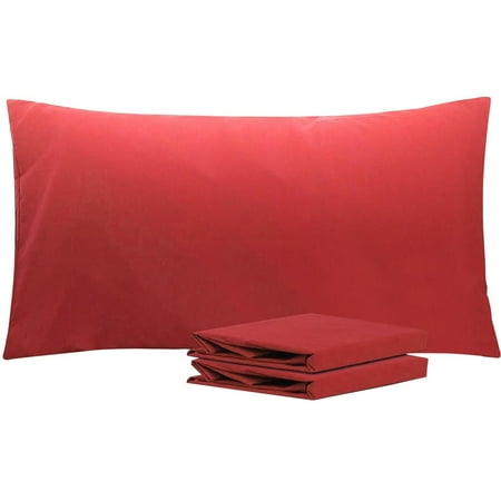 Ntbay Microfiber Pillowcase set - 2 Pack - Envelope Closure Pillow Cases - Queen - Red