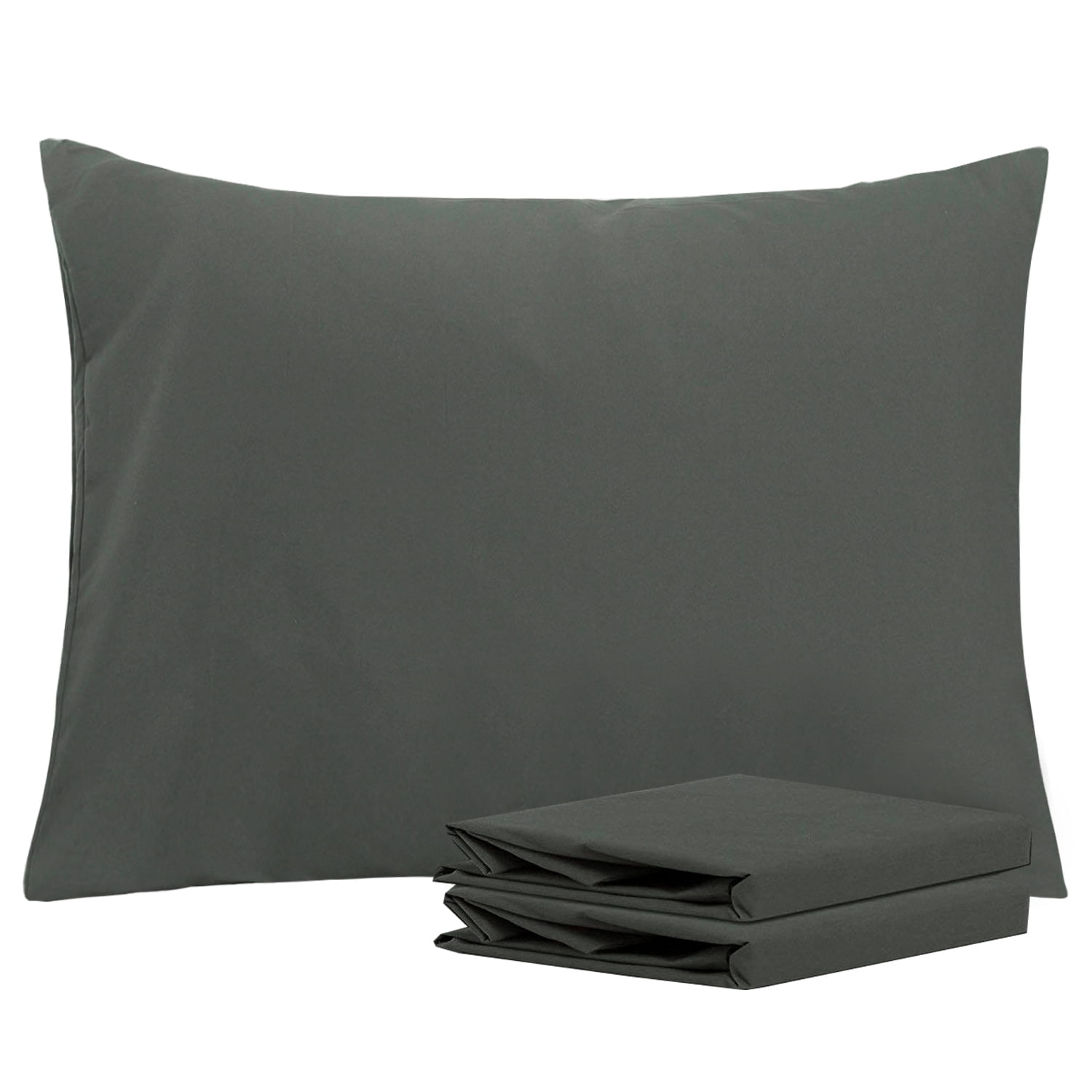 Ntbay Microfiber Pillowcase set - 2 Pack - Envelope Closure Pillow Cases - Standard - Dark Gray