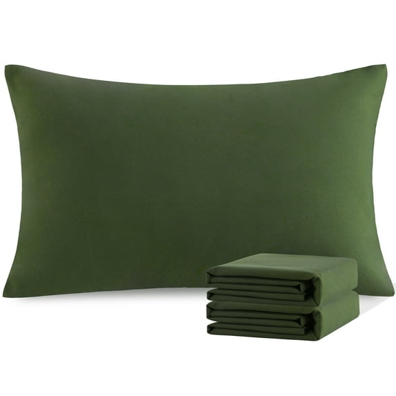 Ntbay Microfiber Pillowcase set - 2 Pack - Envelope Closure Pillow Cases - Standard - Olive Green